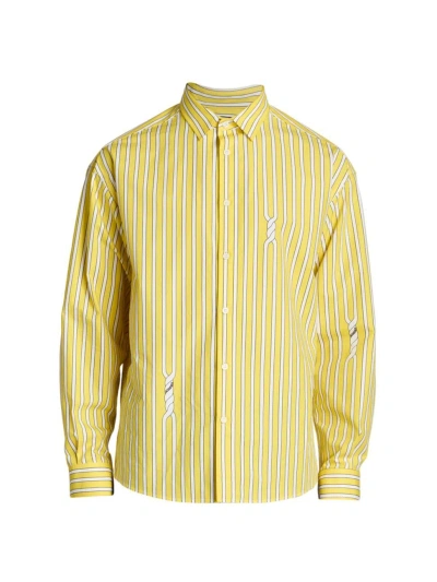 Jacquemus Men's Simon Button-front Shirt In Print Twist Yellow