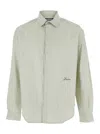 Jacquemus Simon Green Shirt With Logo Lettering On The Front In Cotton Man In Green
