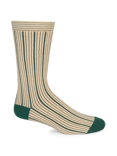 Jacquemus Men's Striped Cotton-blend Socks In Beige Green