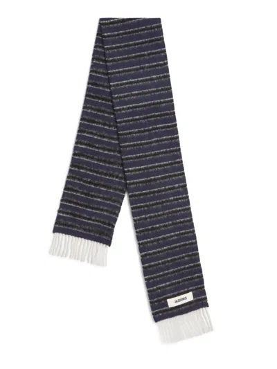 Jacquemus Men's Striped Fringed Alpaca-wool Scarf In Neutral