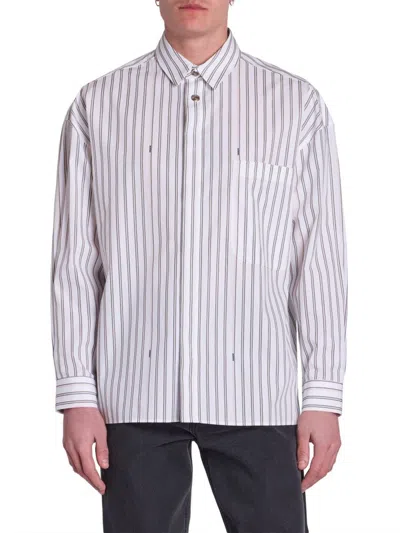 Jacquemus Men's Striped Long-sleeve Cotton Shirt In Multi