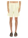 Jacquemus Aloe Striped Pattern Elastic Waistband Shorts In Yellow