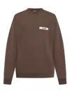 Jacquemus Le Sweatshirt Gros-grain Brown Sweatshirt With Logo Patch In Cotton Man In Brown