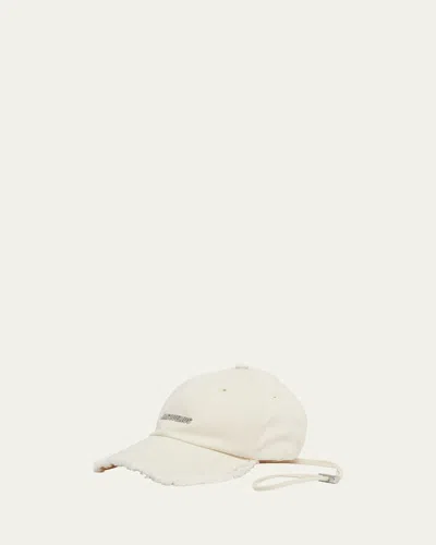 Jacquemus Men's The Artichaut Fringe Baseball Cap In Black
