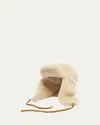 Jacquemus La Chapka Genuine Shearling Trapper Hat In White