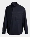 Jacquemus Men's The Cuadro Asymmetric Wool Pocket Button-down Shirt In Blue