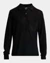 Jacquemus Men's The Tricot Knit Long-sleeve Pocket Polo Shirt In Black
