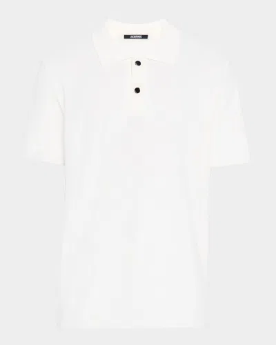 Jacquemus Men's Tonal Polo Shirt In Off-white