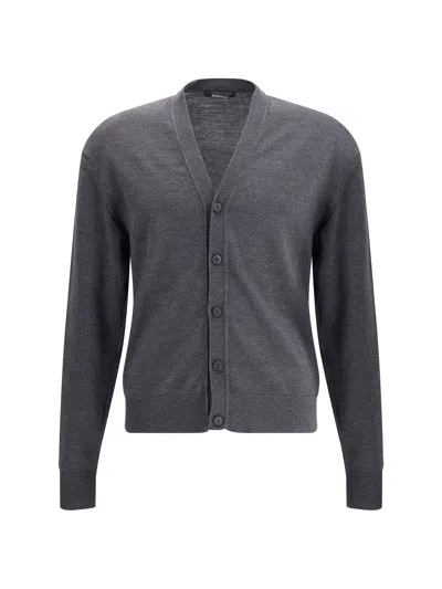 Jacquemus Men V-neck Merino Wool Cardigan In Gray