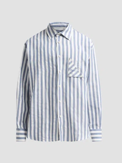 Jacquemus La Chemise Voilier Striped Cotton-blend Shirt In Blue