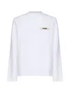 Jacquemus Le Tshirt Gros Grain Cotton Ls  T-shirt In White