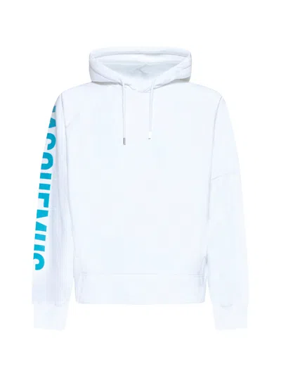 Jacquemus Men White The Typo Hoodie In Blue
