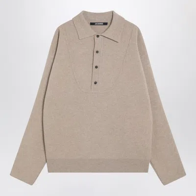 Jacquemus La Maille Vareuse Pallone Wool And Cashmere-blend Sweater In Neutral