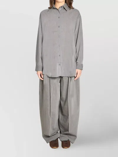 JACQUEMUS MEN'S WOOL RELAXED FIT SHIRT WITH ROUNDED HEM