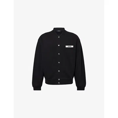 Jacquemus Mens Crewneck Relaxed-fit Cotton-jersey Cardigan Black