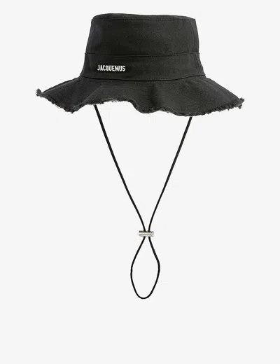 JACQUEMUS MENS BLACK LE BOB ARTICHAUT LOGO-PLAQUE COTTON BUCKET HAT,64410952
