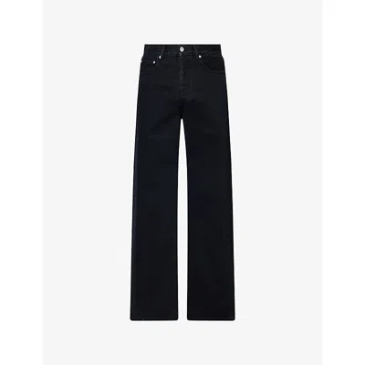 Jacquemus Mens Black The Straight De-nîmes Brand-logo Print Denim Jeans