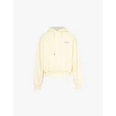 Jacquemus Mens Brand-embroidery Kangaroo-pocket Relaxed-fit Cotton-jersey Hoody Uni Club Beige