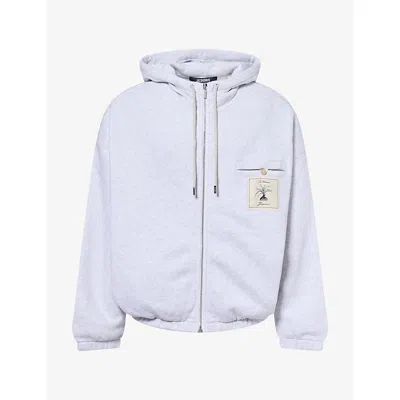 Jacquemus Mens Brand-patch Relaxed-fit Cotton Hoody Grey Melange In Multi