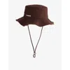Jacquemus Mens Brown Le Bob Artichaut Logo-plaque Cotton Bucket Hat In Brown