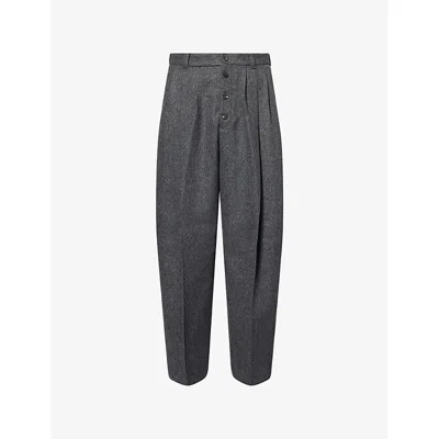 Jacquemus Mens Dark Grey Fernando Pleated Wool-blend Trousers In Gray