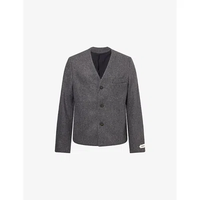 Jacquemus Mens Dark Grey Sera V-neck Wool Blend Jacket In Gray