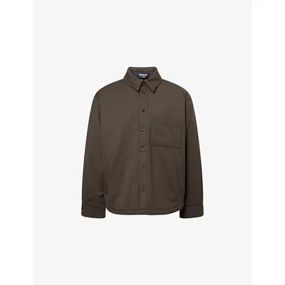 Jacquemus Mens Dark Khaki Boulanger Padded Wool Blend Overshirt In Brown