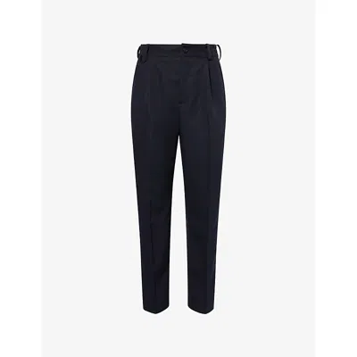 Jacquemus Mens Dark Navy Le Pantalon Croisiére Linen-blend Trousers In Blue