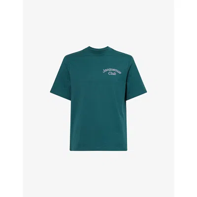 Jacquemus Mens Club Dark Green Embroidered-print Long-sleeve Cotton Shirt