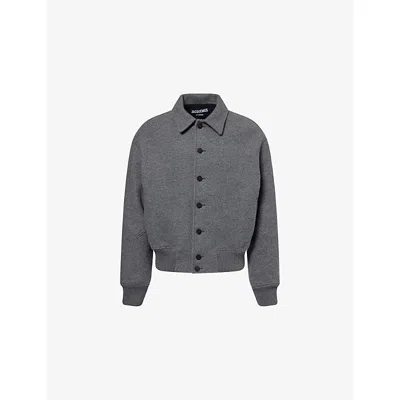 Jacquemus Mens Grey Feltro Pointed-collar Wool Bomber Jacket In Gray