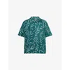 Jacquemus Leaf Print Short Sleeve Shirt With Pocket In Green