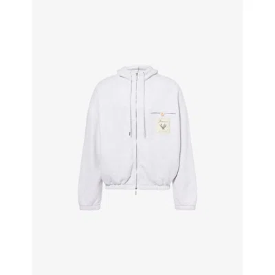 Jacquemus Mens  Torneo Brand-patch Cotton-jersey Hoodie In Gray