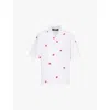 Jacquemus 'la Chemise Jean' White Shirt With Cuban Collar And All-over Logo Motif In Jacqd Check Red White