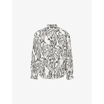 Jacquemus Mens La Chemise Printed Woven Shirt Fish Black And White