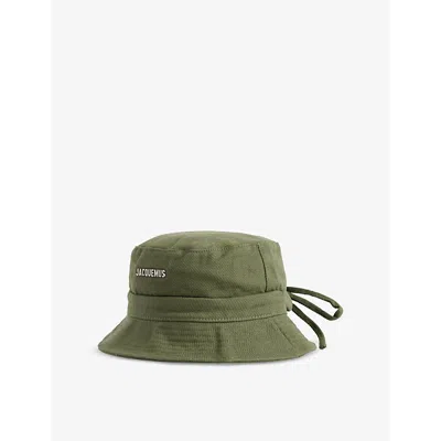 Jacquemus Mens Le Bob Gadjo Brand-plaque Cotton Bucket Hat Khaki
