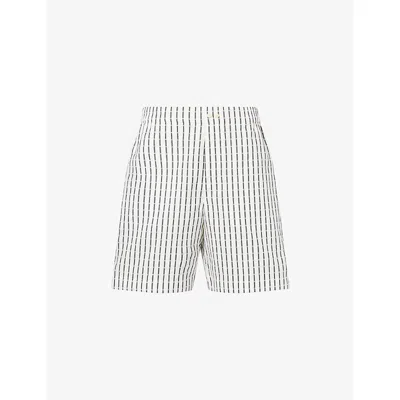 Jacquemus Mens  Le Calecon Striped Cotton Shorts In White