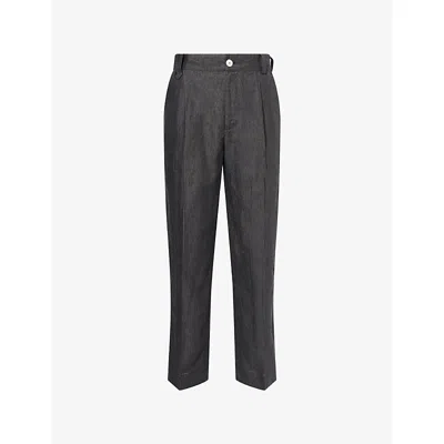 Jacquemus Mens Dark Grey Le Pantalon Croisiére Linen Trousers In Gray