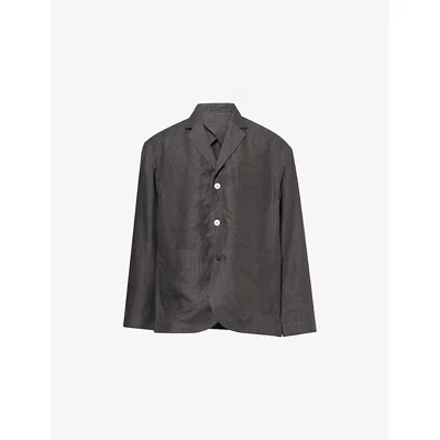 Jacquemus Mens Dark Grey The Pastro Pinstripe Linen Blazer In Black