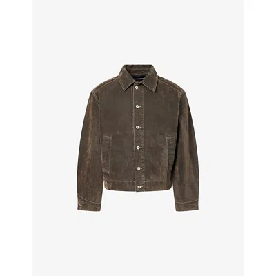 Jacquemus Mens Khaki La Veste Denimes Denim Jacket In Brown