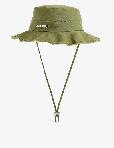 Jacquemus 'le Bob Artichaut' Green Hat With Logo On The Front