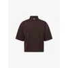 Jacquemus Mens Dark Brown Lino Short-sleeve Knitted Polo Top In Animal Print