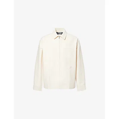 Jacquemus Mens Off-white La Mecano Zipped Cotton-blend Shirt In Neutral