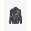 Jacquemus 'la Chemise Jean' Blue Shirt With Spread Collar And All-over Logo Motif In Print Navy / Black