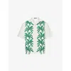 Jacquemus 'la Chemise Jean' Multicolor Shirt With Notched Collar And Palm Print On The Front In Green
