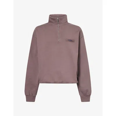Jacquemus Mens The Gros Grain Half-zip Cotton-jersey Sweatshirt Brown In Blue