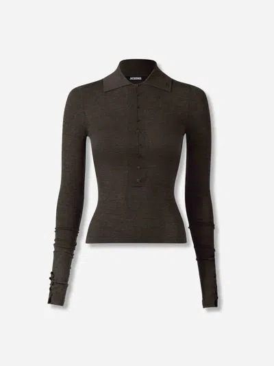 Jacquemus Merino Polo In Brown