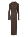 Jacquemus Long Polo Dress With Buttons And Collar In Brown