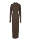 Jacquemus Long Polo Dress With Buttons And Collar In Brown