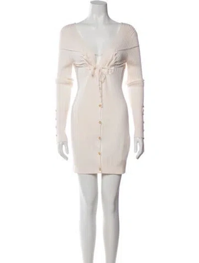 Pre-owned Jacquemus Merino Wool Mini Dress In Neutral