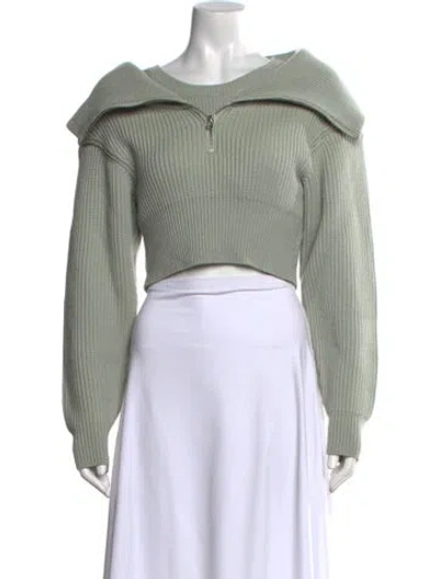 Pre-owned Jacquemus Merino Wool Off-the-shoulder Sweater In Green